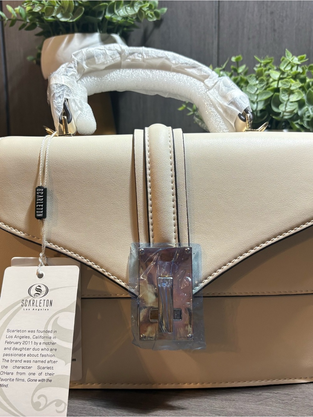 Scarleton Cream Structured Top-Handle Satchel